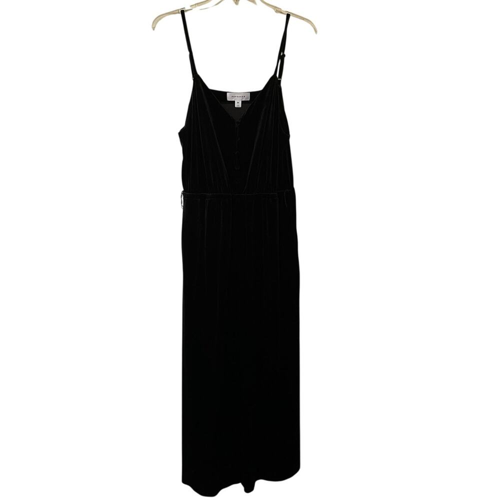 Popsugar Velvet Cropped Wide-Leg Jumpsuit Jet Black Women's Size M NWOT $68 - Picture 3 of 12